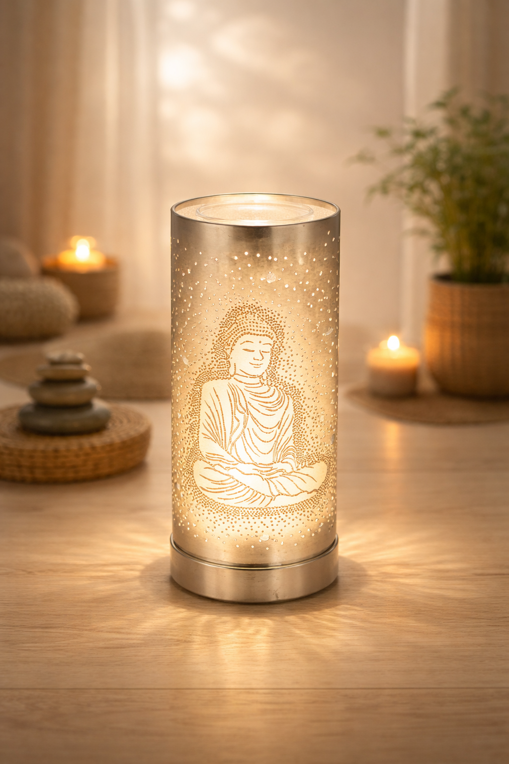 Lampe diffuseur parfum Bouddha LED ambiance zen 26 cm