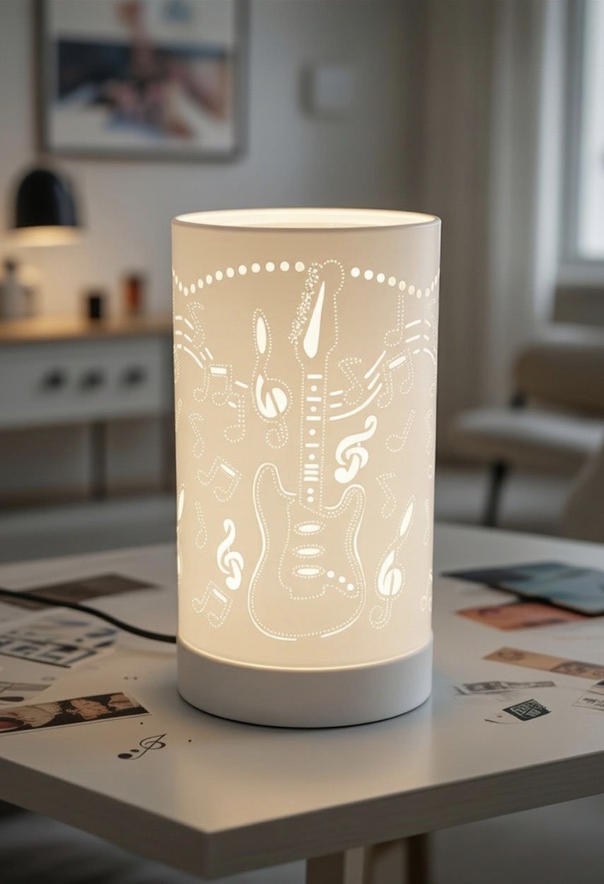 Lampe diffuseur parfum Guitare LED ambiance musicale 18 cm