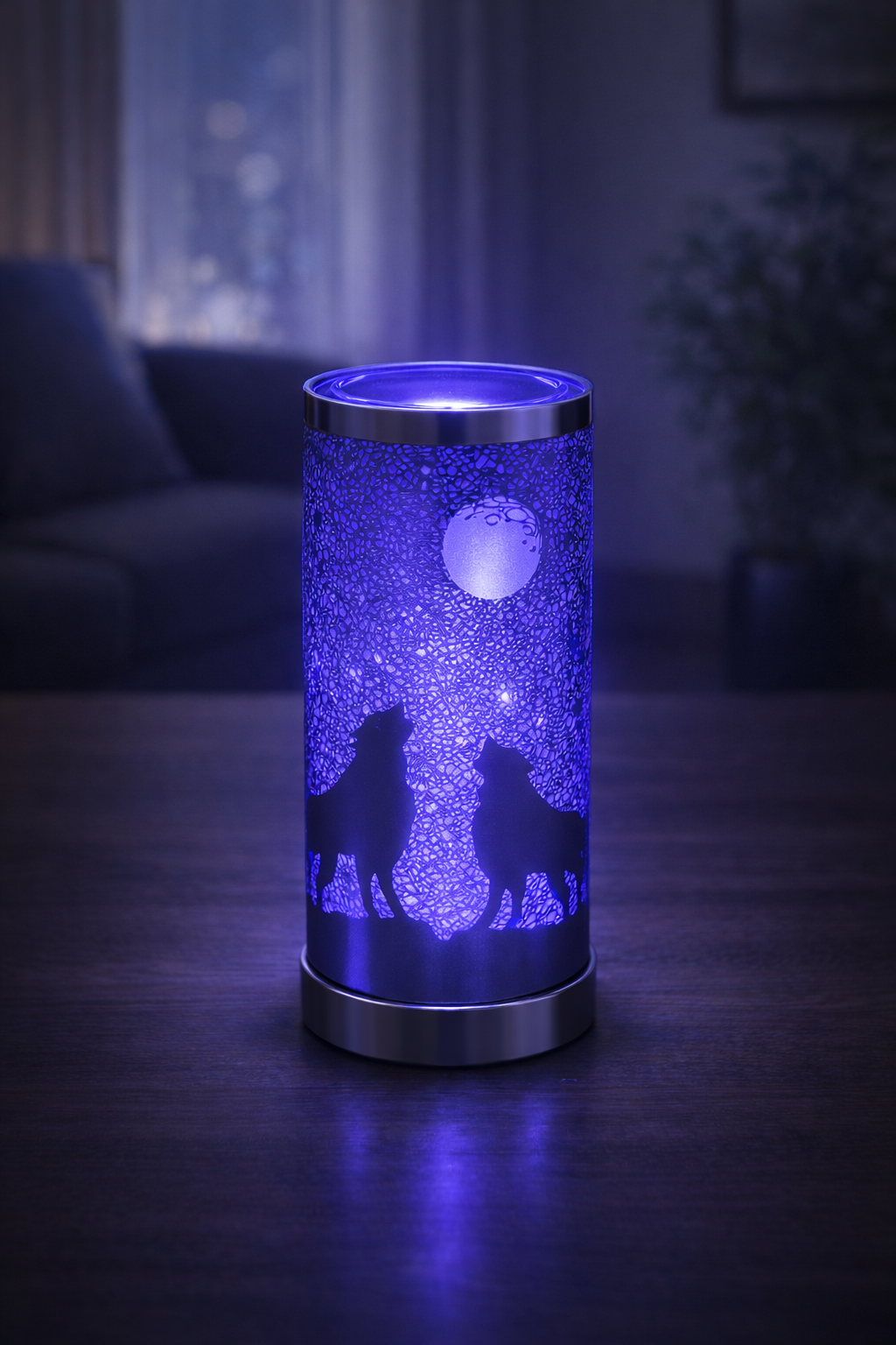 Lampe diffuseur parfum Loup LED ambiance mystique 26 cm