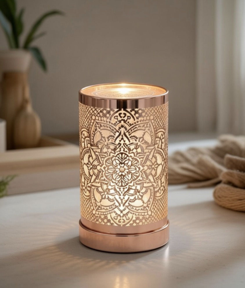Lampe diffuseur parfum Mandala LED ambiance zen 18 cm