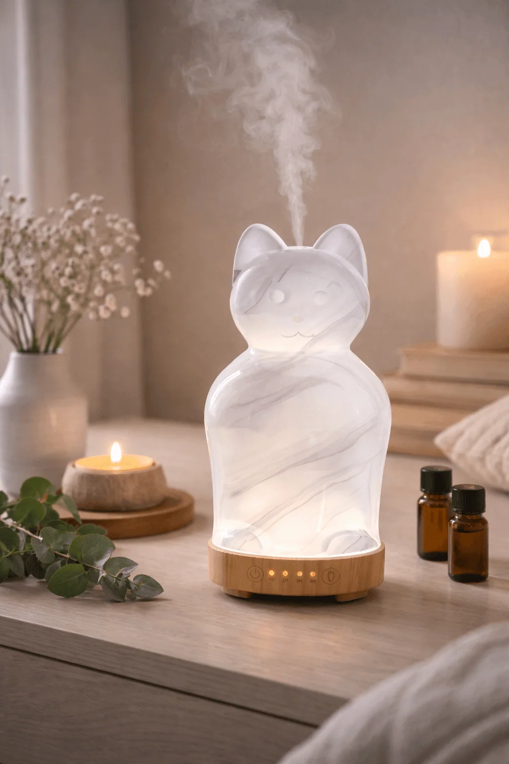 Diffuseur ultrason chat LED huiles essentielles