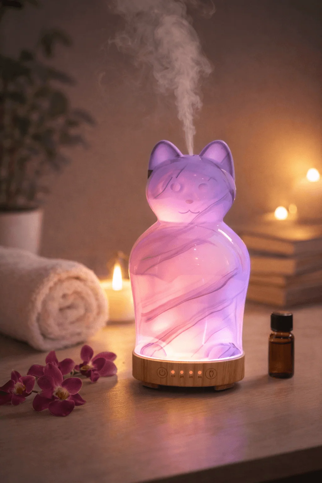 Diffuseur ultrason chat LED huiles essentielles
