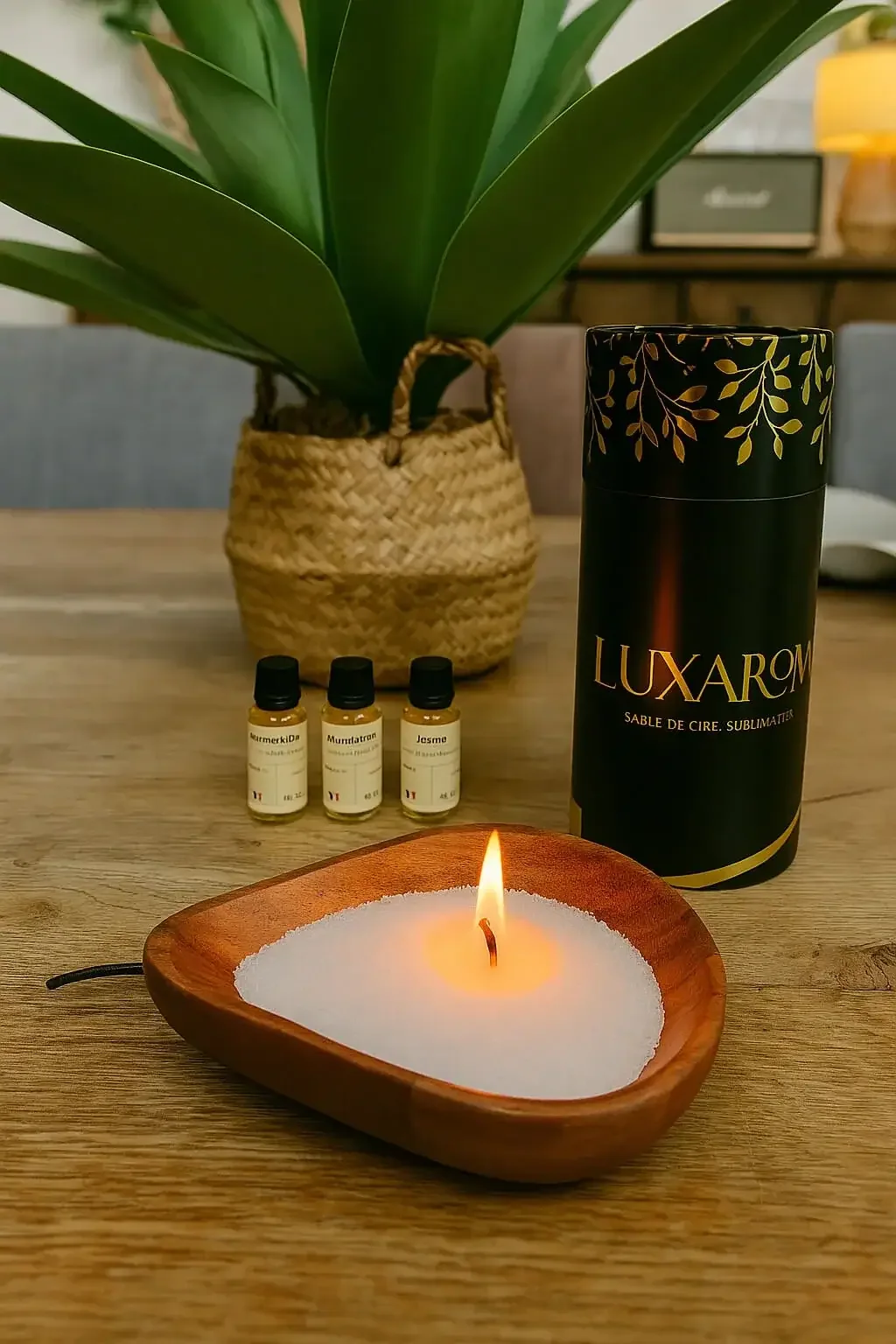sable de bougie, bougie rechargeable, parfum de grasse, bougie décorative, ambiance cocooning, luxarom