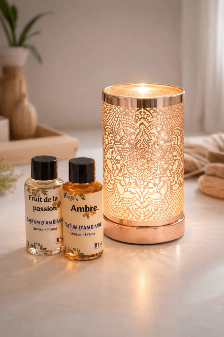 diffuseur parfum, lampe diffuseur, parfum de grasse, ambre, fruit de la passion, ambiance cocooning, luxarom