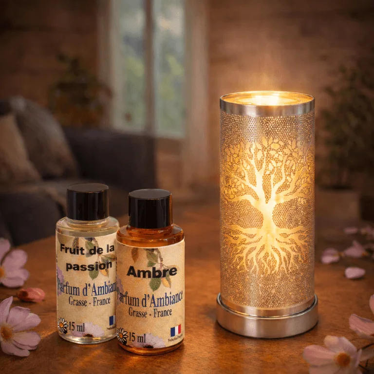 diffuseur parfum, lampe diffuseur, parfum de grasse, ambre, décoration intérieure, ambiance cocooning, luxarom