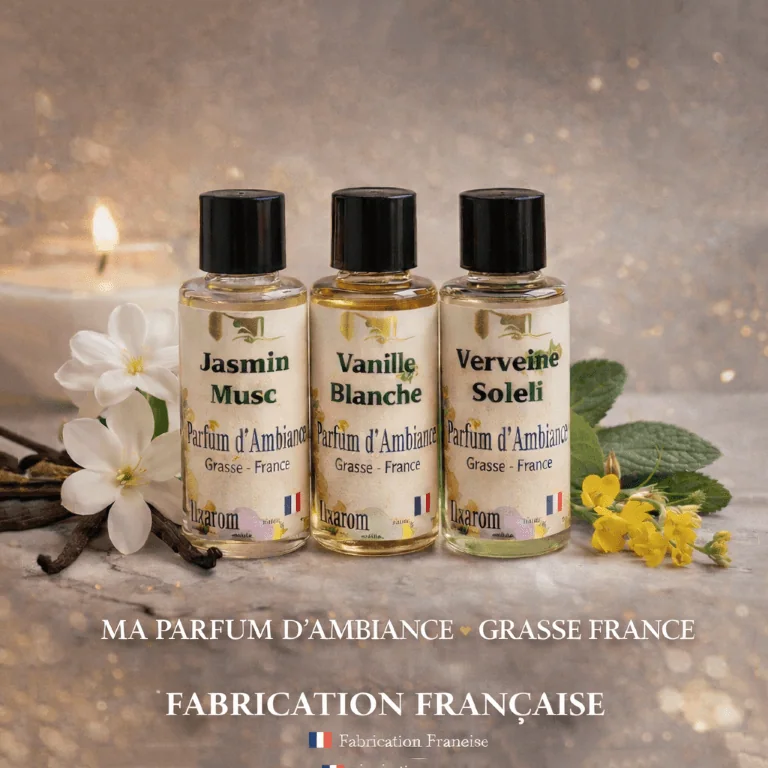 parfum de grasse, extrait parfum 15ml, parfum maison, parfum floral, parfum luxarom, parfum intérieur