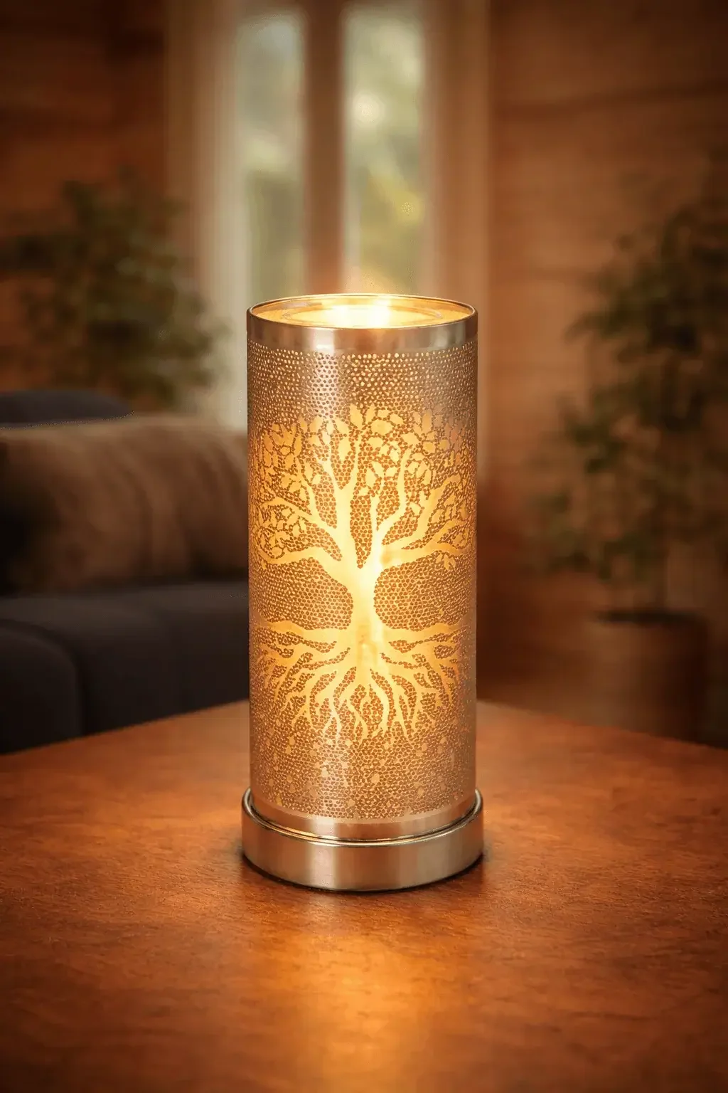 lampe diffuseur, diffuseur parfum maison, lumière chaude, ambiance cocooning, décoration intérieure, luxarom