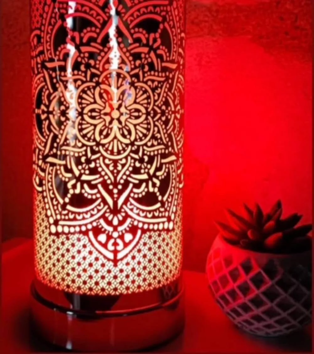 Lampe diffuseur parfum Mandala LED ambiance zen 18 cm
