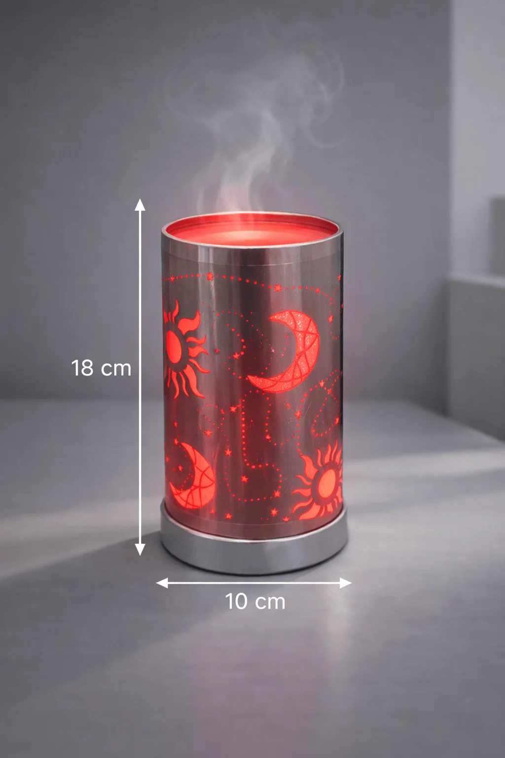 Lampe diffuseur parfum Soleil Lune LED équilibre 18 cm