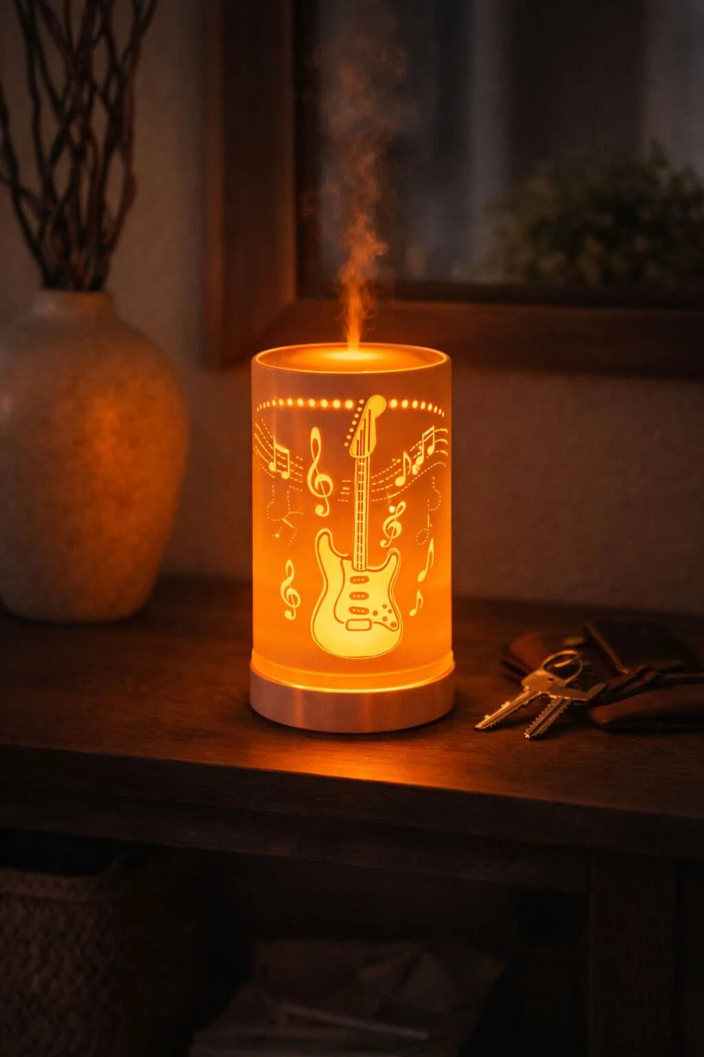 Lampe diffuseur parfum Guitare LED ambiance musicale 18 cm