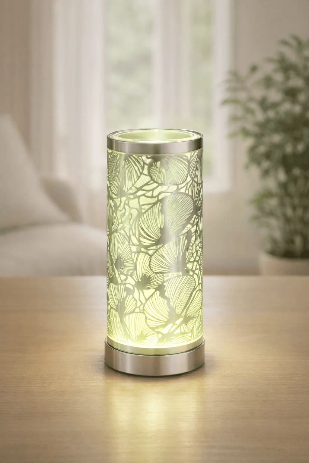 lampe diffuseur vert, diffuseur parfum maison, lumière led, décoration intérieure, luxarom