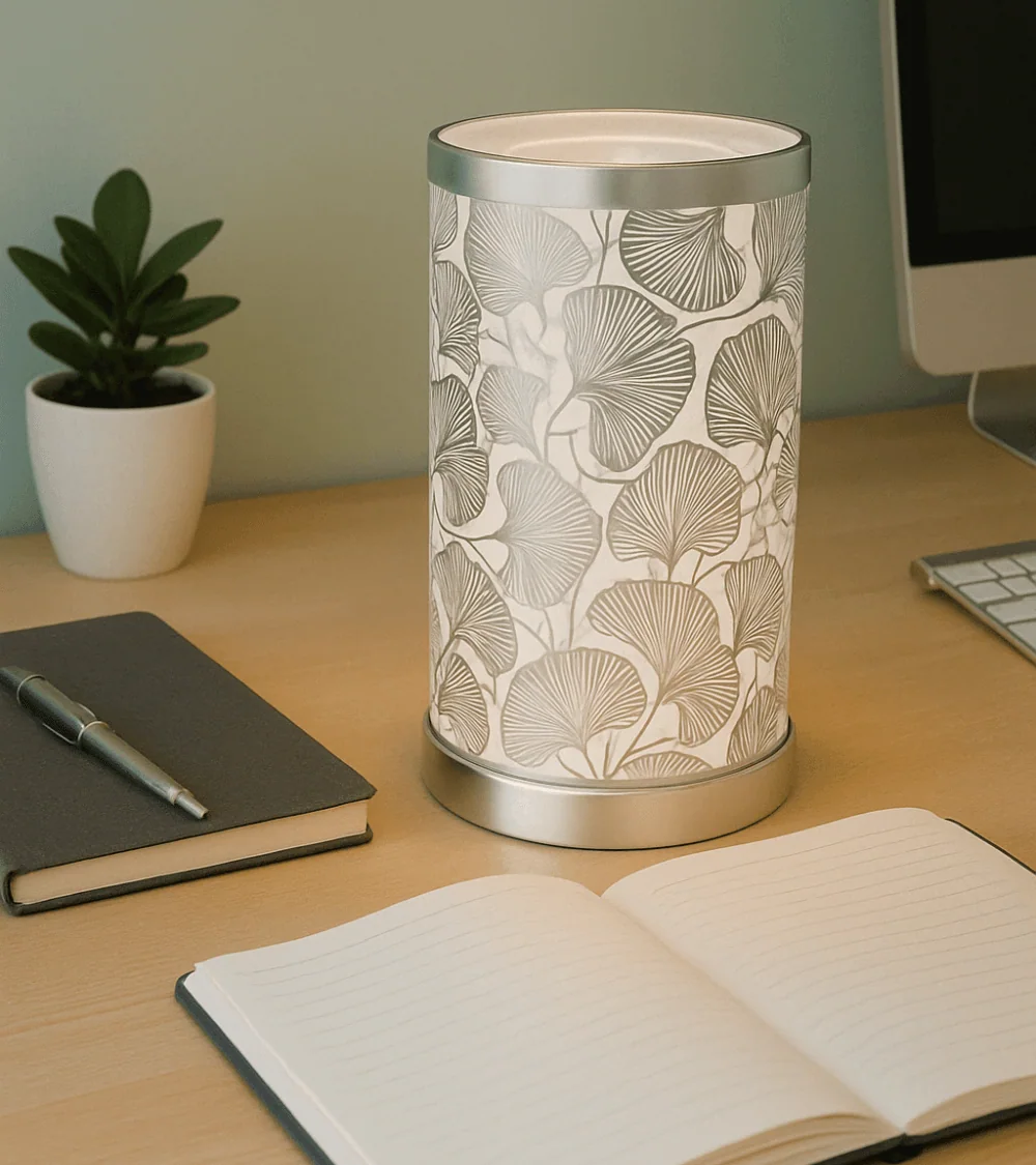 Lampe diffuseur parfum Nénuphar LED design zen 26 cm