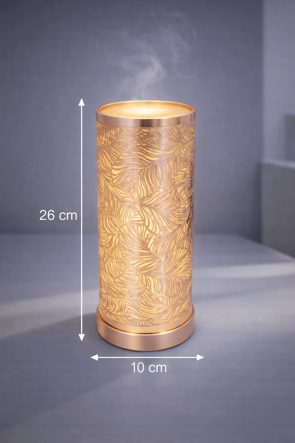 Lampe diffuseur parfum Feuilles LED dorée 26 cm