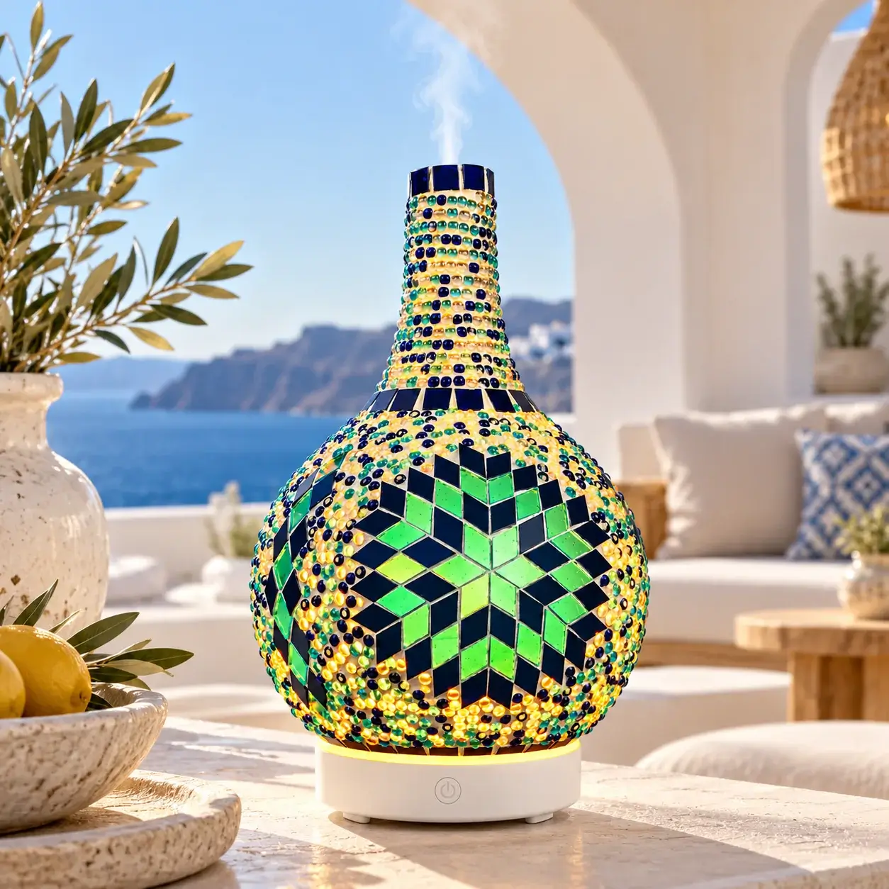Diffuseur de Parfum Vapeur Ultrasonique Mykonos 200 ml – LED 8 Couleurs