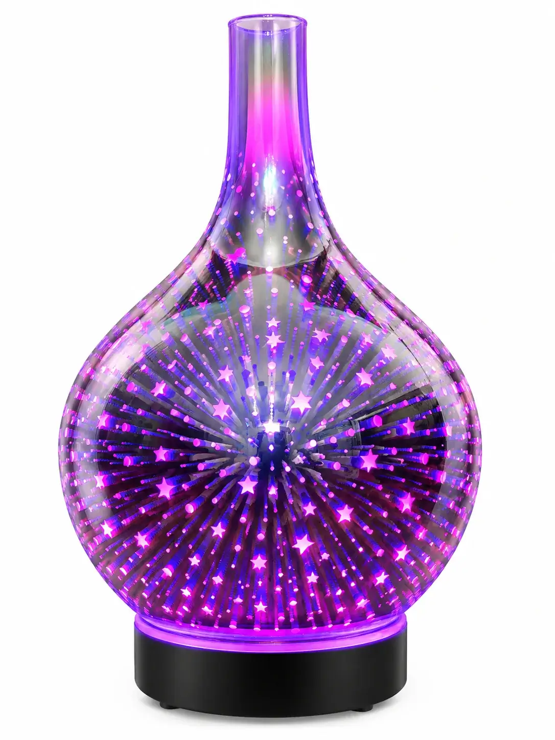Diffuseur de parfum Boréal Luxarom 200 ml avec motif ciel étoilé et lumière violette