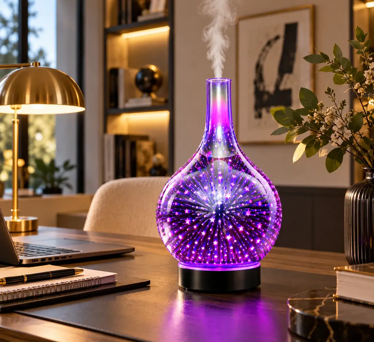 Diffuseur de Parfum Vapeur Boréal 200 ml – Effet Ciel Étoilé LED